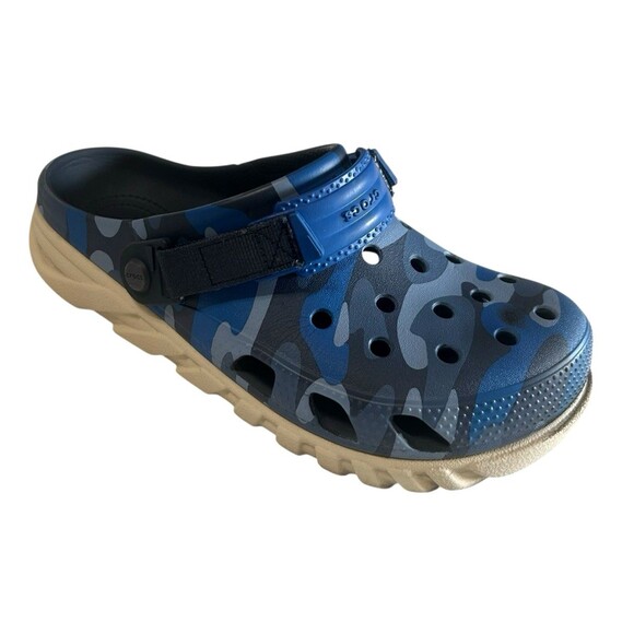 Crocs Duet Max II 2 Camo Redux Clog Unisex M8/W10 Navy Gray Casual Sandal - Picture 1 of 15